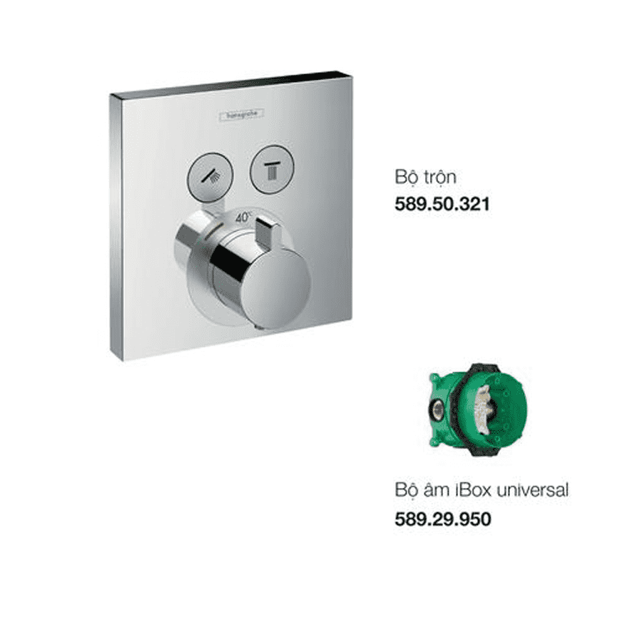 Bộ trộn sen tắm âm 2 chức năng điều nhiệt ShowerSelect 589.50.364